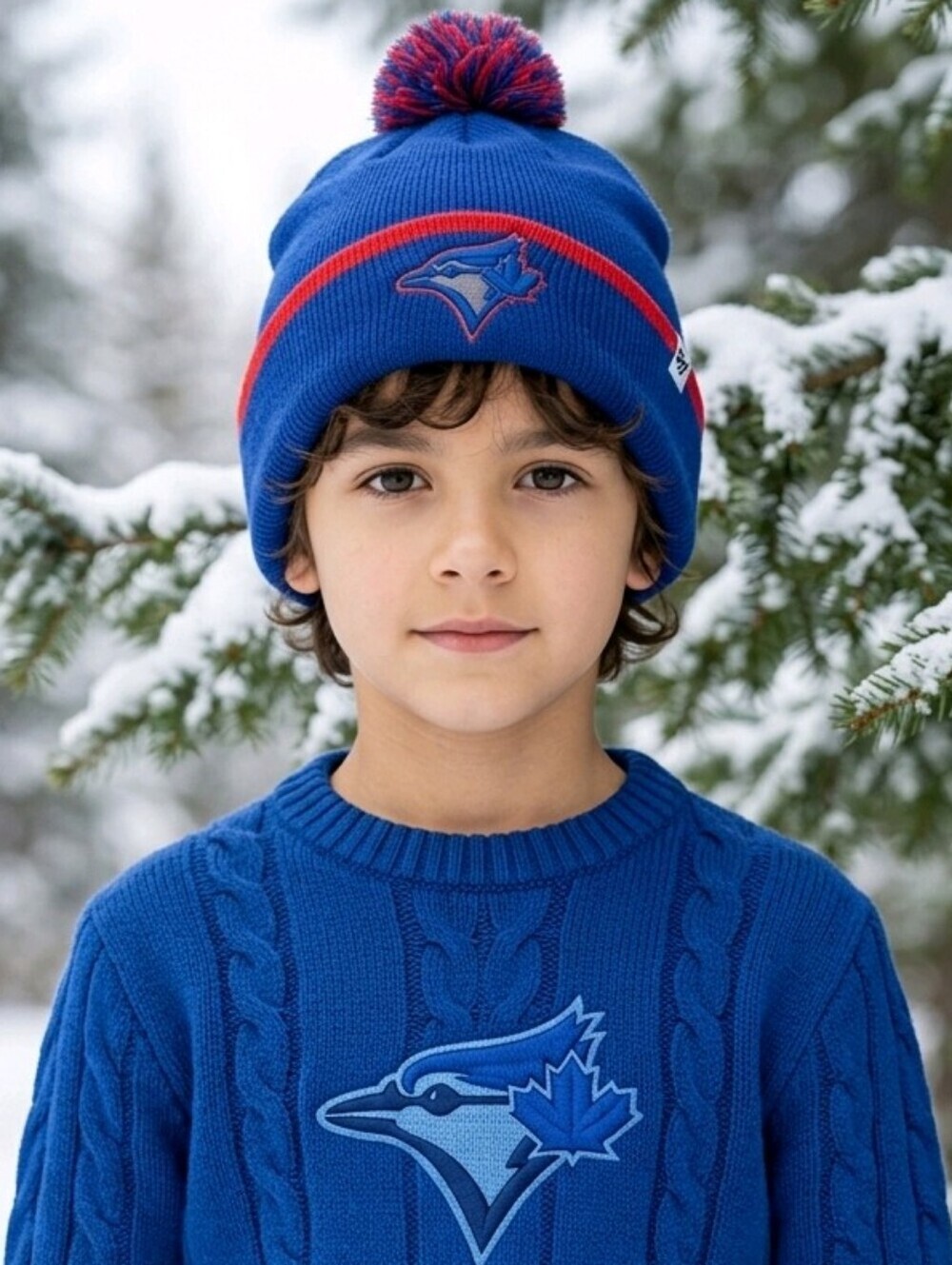 47 Brand YOUTH UNISEX  Toronto BLUE JAYS Knit Beanie with a Pom pom